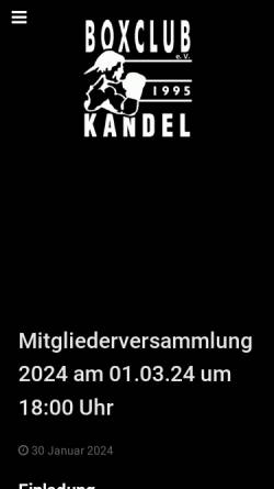 Vorschau der mobilen Webseite www.boxclub-kandel.de, Boxclub Kandel e.V.