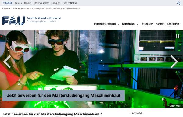 Vorschau von www.mb.uni-erlangen.de, Technische Fakultät für Maschinenbau und Fertigungstechnik, Friedrich Alexander Universität Erlangen-Nürnberg