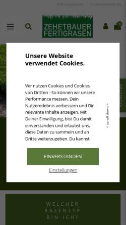 Vorschau der mobilen Webseite www.zehetbauer.at, Zehetbauer Fertigrasen