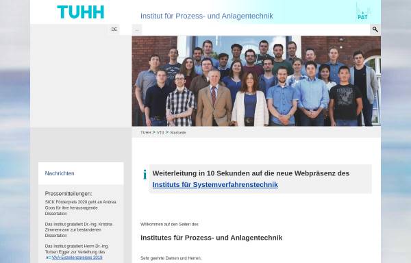 Vorschau von www.tu-harburg.de, Arbeitsbereich Prozess- und Anlagentechnik