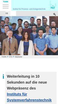 Vorschau der mobilen Webseite www.tu-harburg.de, Arbeitsbereich Prozess- und Anlagentechnik