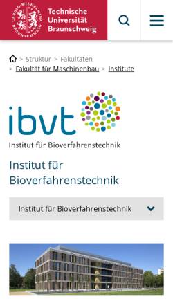 Vorschau der mobilen Webseite www.tu-braunschweig.de, Institut für Bioverfahrenstechnik