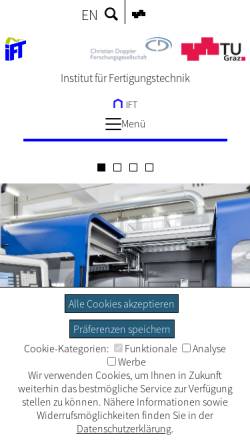 Vorschau der mobilen Webseite www.ift.tugraz.at, Institut für Fertigungstechnik an der Technischen Universität Graz