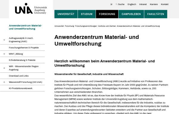 Vorschau von www.uni-augsburg.de, Anwenderzentrum für Material- und Umweltforschung (AMW), Universität Augsburg