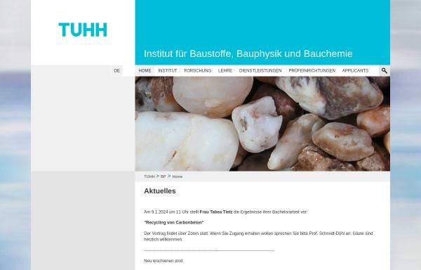 Vorschau von www.tu-harburg.de, Bauphysik und Werkstoffe im Bauwesen, TU Hamburg-Harburg