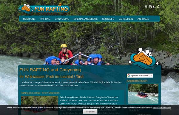 Vorschau von www.rafting-tirol.info, Wildwassersport Lechtal