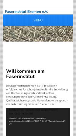 Vorschau der mobilen Webseite www.faserinstitut.de, Faserinstitut Bremen e.V.