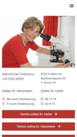 Vorschau der mobilen Webseite www.agneshofer.at, Dr. Agnes Hofer, Frauenärztin