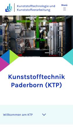 Vorschau der mobilen Webseite www.ktpweb.de, Institut für Kunststofftechnik, Uni Paderborn