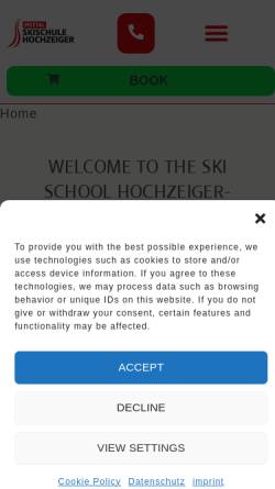 Vorschau der mobilen Webseite www.skischule-hochzeiger.com, Ski- und Snowboardschule Hochzeiger