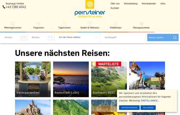 Vorschau von www.pernsteiner-reisen.at, Pernsteiner-Reisen