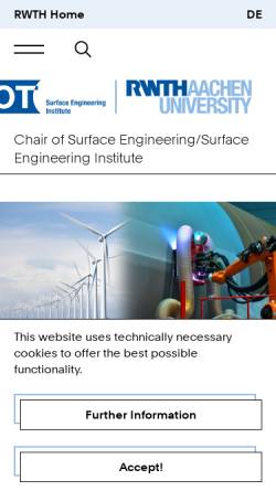 Vorschau der mobilen Webseite www.iot.rwth-aachen.de, Lehr- und Forschungsgebiet Werkstoffwissenschaften WW, RWTH Aachen