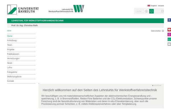 Vorschau von www.lswv.uni-bayreuth.de, Lehrstuhl für Werkstoffverarbeitung, Universität Bayreuth
