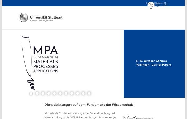 Vorschau von www.mpa.uni-stuttgart.de, Materialprüfungsanstalt Universität Stuttgart (MPA), Otto-Graf-Institut (FMPA)