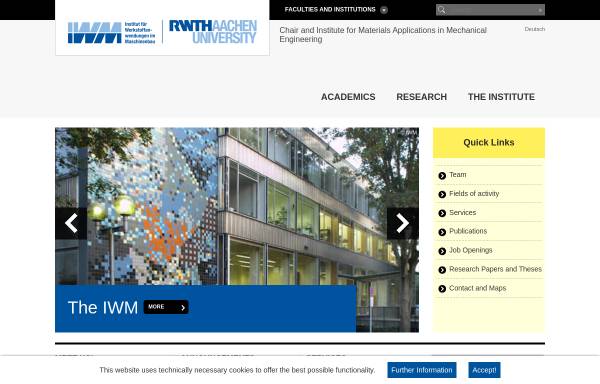 Vorschau von www.iwm.rwth-aachen.de, Professur und Institut für Werkstoffkunde, RWTH Aachen