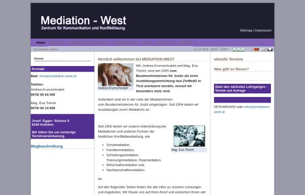 Vorschau von www.mediation-west.com, ZKK Mediation West Krumschnabel und Treichl