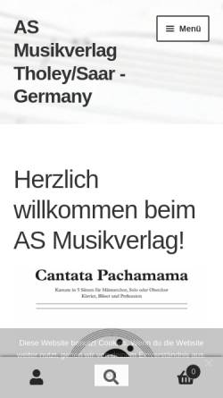 Vorschau der mobilen Webseite as-musikverlag.de, AS Musikverlag Alwin Michael SCHRONEN Tholey/Germany