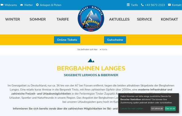 Vorschau von www.langes.at, Bergbahnen Langes, Lermoos - Biberwier