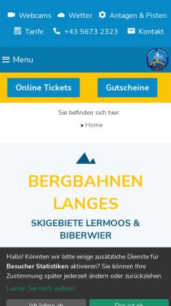 Vorschau der mobilen Webseite www.langes.at, Bergbahnen Langes, Lermoos - Biberwier