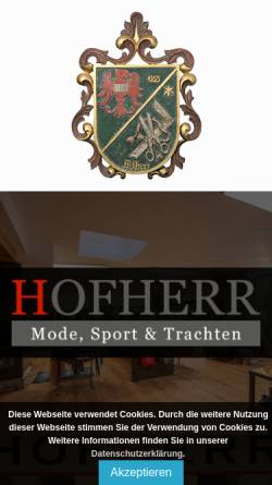 Vorschau der mobilen Webseite www.hofherr-mode.at, Hofherr Trachten und Mode