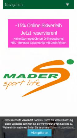 Vorschau der mobilen Webseite www.sport-mader.at, Sport Mader
