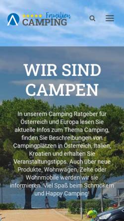 Vorschau der mobilen Webseite www.holiday-camping.at, Holiday Camping