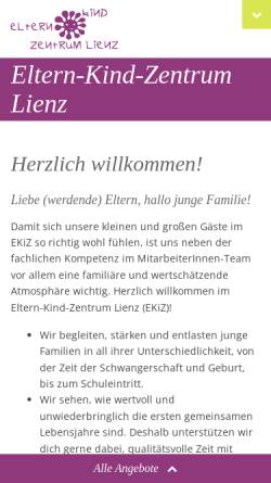 Vorschau der mobilen Webseite www.ekiz-lienz.at, Eltern-Kind Zentrum