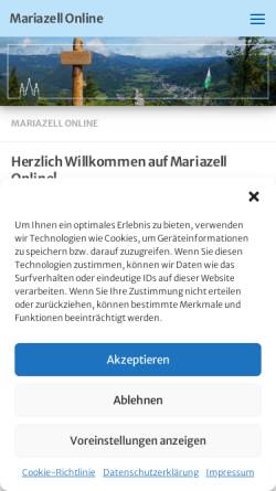 Vorschau der mobilen Webseite www.mariazell.at, Mariazell und das Mariazeller Land