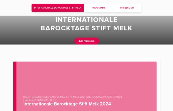 Vorschau von www.barocktage.at, Internationale Barocktage Stift Melk