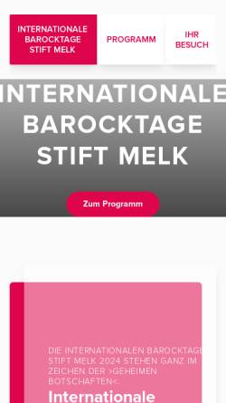 Vorschau der mobilen Webseite www.barocktage.at, Internationale Barocktage Stift Melk