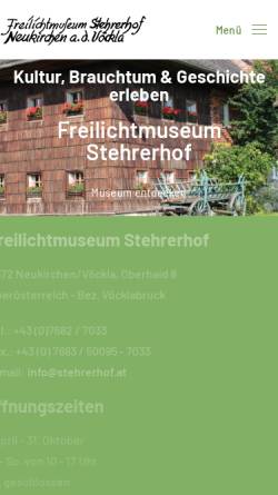 Vorschau der mobilen Webseite www.stehrerhof.at, Freilichtmuseum Stehrerhof
