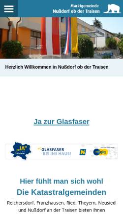 Vorschau der mobilen Webseite www.nussdorf-traisen.gv.at, Nußdorf ob der Traisen