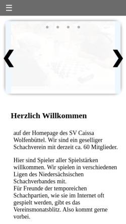 Vorschau der mobilen Webseite www.caissa-wf.de, Caissa Wolfenbüttel