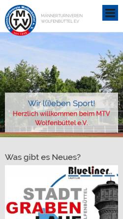 Vorschau der mobilen Webseite www.mtv-wolfenbuettel.de, Männerturnverein Wolfenbüttel e.V. von 1848