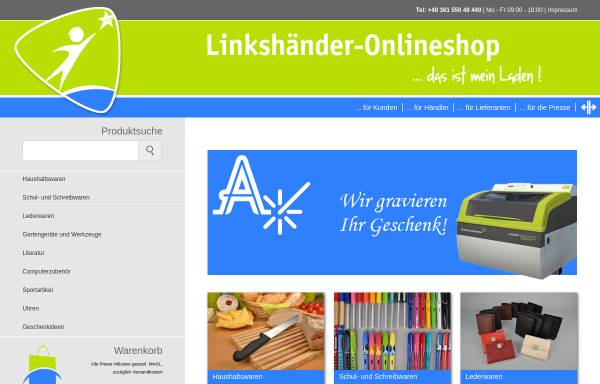 Vorschau von www.linkshaender.de, Linkshänder & Co.