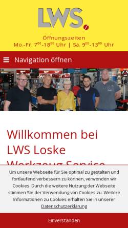 Vorschau der mobilen Webseite www.lws-loske-werkzeug.de, LWS Loske Werkzeug Service
