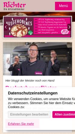 Vorschau der mobilen Webseite www.vonrichter.de, Richters Altstadt-Bäckerei GmbH & Co. KG