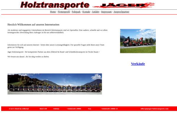 Vorschau von www.jaeger-holztransporte.com, Jäger Holztransporte Rund-und Schnittholztransporte in Tirol