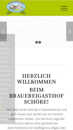 Vorschau der mobilen Webseite www.hopfen-bentele.de, Brauereigasthof Schöre