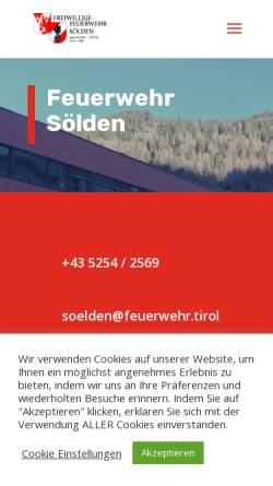 Vorschau der mobilen Webseite www.soelden.at, Freiwillige Feuerwehr Sölden