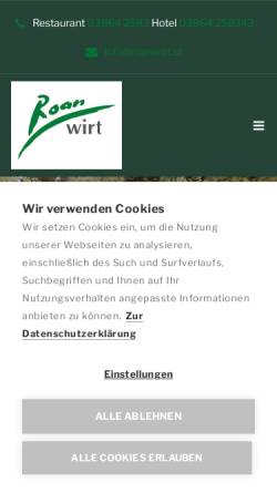 Vorschau der mobilen Webseite www.roanwirt.at, Roanwirt - Familie Reingard und Gerald Hölzl