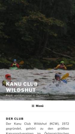 Vorschau der mobilen Webseite www.kcw.at, Kanu Club Wildshut
