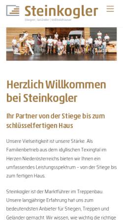 Vorschau der mobilen Webseite www.steinkogler.eu, Steinkogler - Stiegen und Geländer