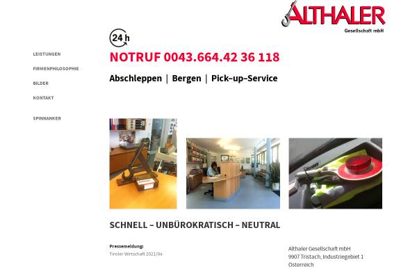 Vorschau von www.althaler.at, Althaler Autoverwertung und Abschleppdienst