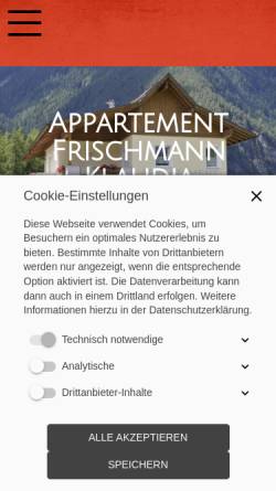 Vorschau der mobilen Webseite oetztalurlaub.at, Ferienwohnung Frischmann