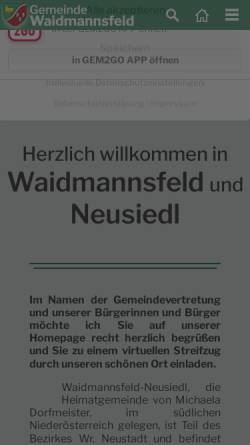 Vorschau der mobilen Webseite www.waidmannsfeld.at, Waidmannsfeld