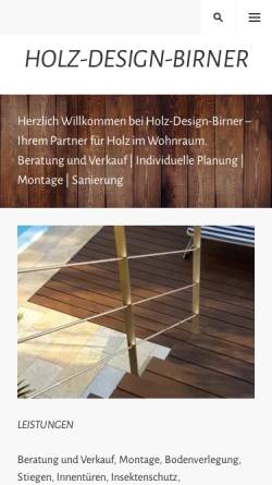 Vorschau der mobilen Webseite www.holz-design.at, Holz-Design Birner