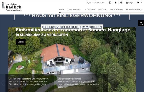 Vorschau von www.hadlich.at, Gastro Immobilien Hadlich GesmbH & Co KEG