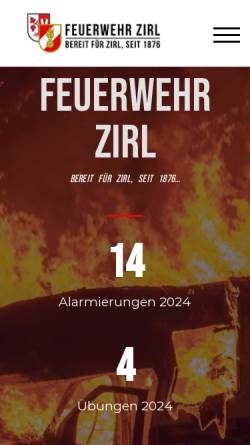 Vorschau der mobilen Webseite feuerwehr-zirl.at, Freiwillige Feuerwehr Zirl