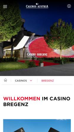 Vorschau der mobilen Webseite bregenz.casinos.at, Casino Bregenz